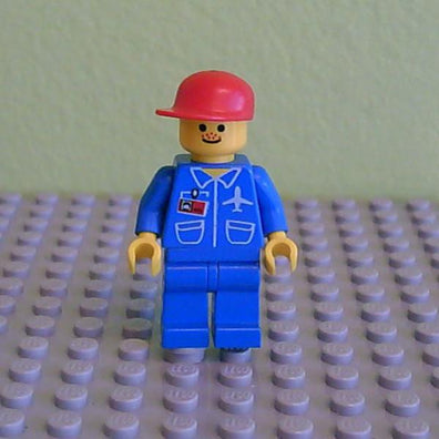LEGO Minifigure-Airport - Blue, Blue Legs, Red Cap-Town / Classic Town / Airport-AIR007-Creative Brick Builders
